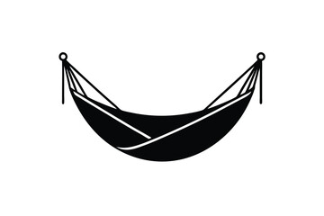 Camping hammock tied between trees relaxing vector art illustration