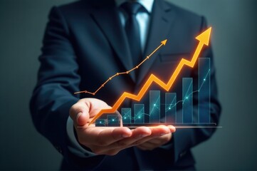 A businessman holds a chart, providing an overview of data or strategy..New Year 2026.