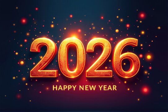 A colorful image of fireworks exploding in the sky to celebrate the start of a new year..New Year 2026.
