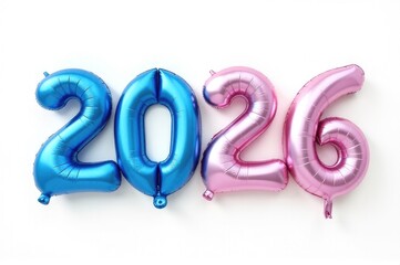 A pair of colorful balloons in the shape of the numbers 2016, great for celebrating New Year's Eve or any other special occasion..New Year 2026.