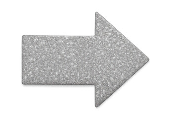 Fototapeta premium Metallic silver glitter arrow directing rightward, transparent background emphasizing navigation or key content highlighting
