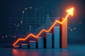 A graphical representation of upward trend, perfect for illustrating growth or increase in statistics..New Year 2026.