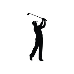 Naklejka premium Golf player Vector silhouette on white background