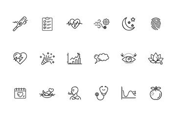 Line icons related to pregnancy fertility health wellness medical symbols Bundle