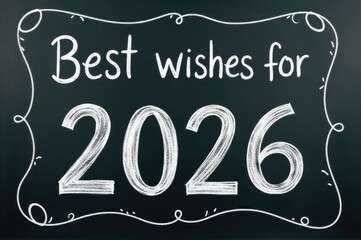 A blackboard with inspirational message, perfect for motivational or celebratory purposes..New Year 2026.