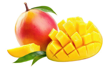 Fresh Mango with Slices  isolated on transparent background Remove png