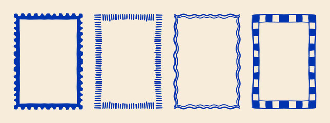 Minimalist hand drawn vector frames collection. Art for greeting cards, wedding invitations, poster design, postcards, branding, logo design, background.