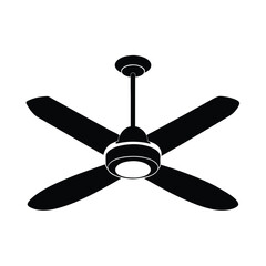 Obraz premium Ceiling Fan Icon, Four-Blade Black Silhouette, Modern Minimalist Vector for Interior Design, Architecture, or Home Decor Projects
