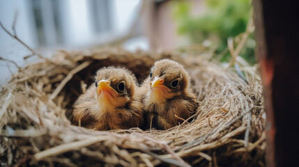 Baby chick in nest