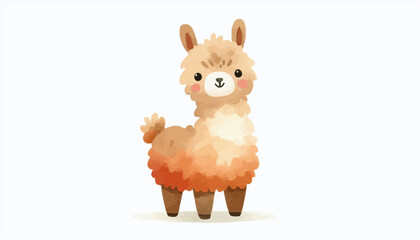 Naklejka premium A cute alpaca isolated on a white background 