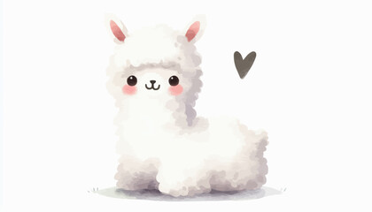 white lama isolated on white