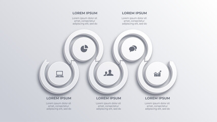 Modern 5 Step Business Infographic Template – Vector Timeline Design with Icons, Labels, and Web Layout Elements