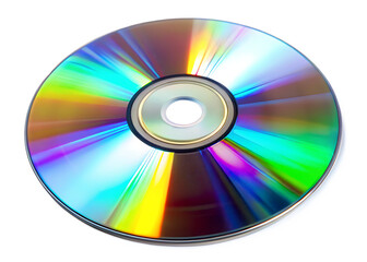 Shiny optical disc with rainbow spectrum reflection isolated on a transparent background data storage. PNG