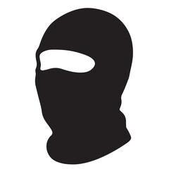 Black silhouette of a balaclava or ski mask with eye holes on a white background