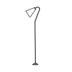 Tall floor lamp with angled neck and cone shade Vector illustration