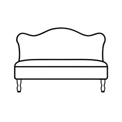 Bench with upholstery at foot of bed in line Vector illustration