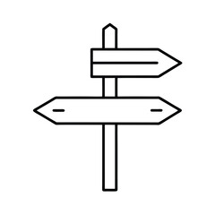 Directional sign with wooden arrows pointing ways Vector illustration