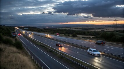 Road, sky, highway, night, light, speed, asphalt, landscape,blur, travel, clouds, way, sun, motion, drive, sunset, cloud, nature, journey, horizon, driving, traffic, background image
