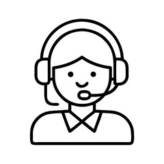 Smiling girl call center operator with headset cartoon illustration