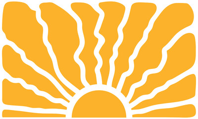 Golden Sunrise A Hand-Drawn Flat Design