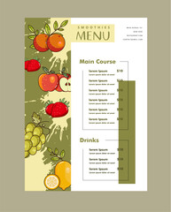 Smoothie shop menudesign template 