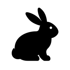 Obraz premium Sitting Rabbit Silhouette Vector with Big Ears Cute Simple Design