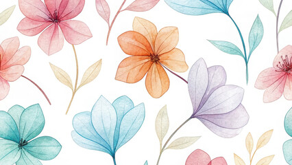 Delicate Watercolor Floral Pattern Pastel Flower Seamless Design