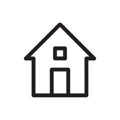 Black and White Home Outline Vector Design on White Background