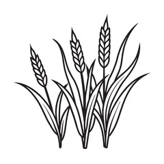 line art of single millet crop farming