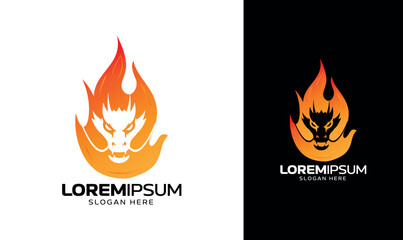 Dragon face gradient colorful logo template Art & Illustration