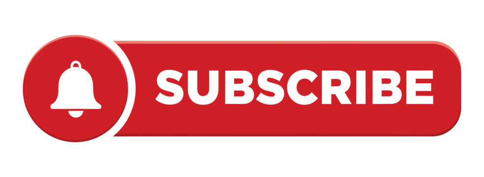 Red subscribe button with white bell icon vector