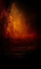 Fiery abstract landscape with dark space