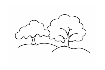 Two trees on rolling hills nature landscape