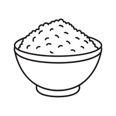  line art of  bowl of rice food item on the white background 
