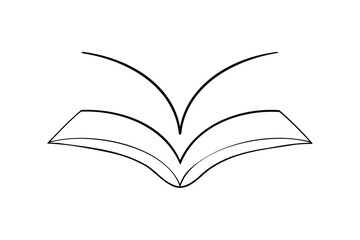 Open book with flowing pages black and white