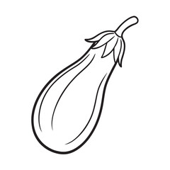 line art of brinjal eggplant crop farming food item on the white background  