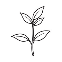 line art of small sprouting plant  on the white background 