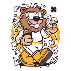 Cartoon Bear on Scooter with