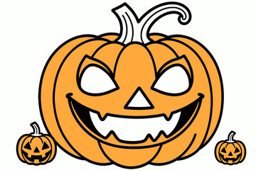 Cartoon Halloween Pumpkin Illustration-Spooky Jack-o'-Lantern Design-Cute Fall Decorations-Easy Pumpkin Carving Ideas-Festive Holiday Graphics
