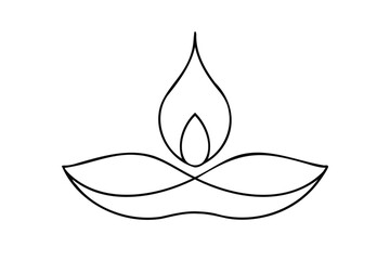 Diya flame and oil lamp outline light fire