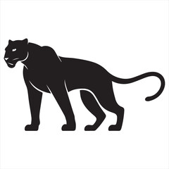 Obraz premium Minimal Black Panther Logo Design, Silhouette Style Vector Graphic, Modern Minimalist Panther Icon for Branding and Logo Projects 