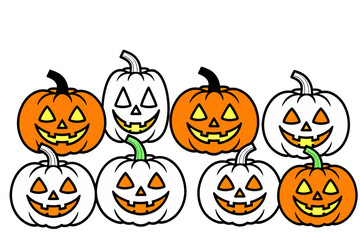 Halloween Pumpkin Illustration - Cartoon Jack-o'-Lanterns - Cute Halloween Decoration - Spooky Season Art - Festive Fall Decor