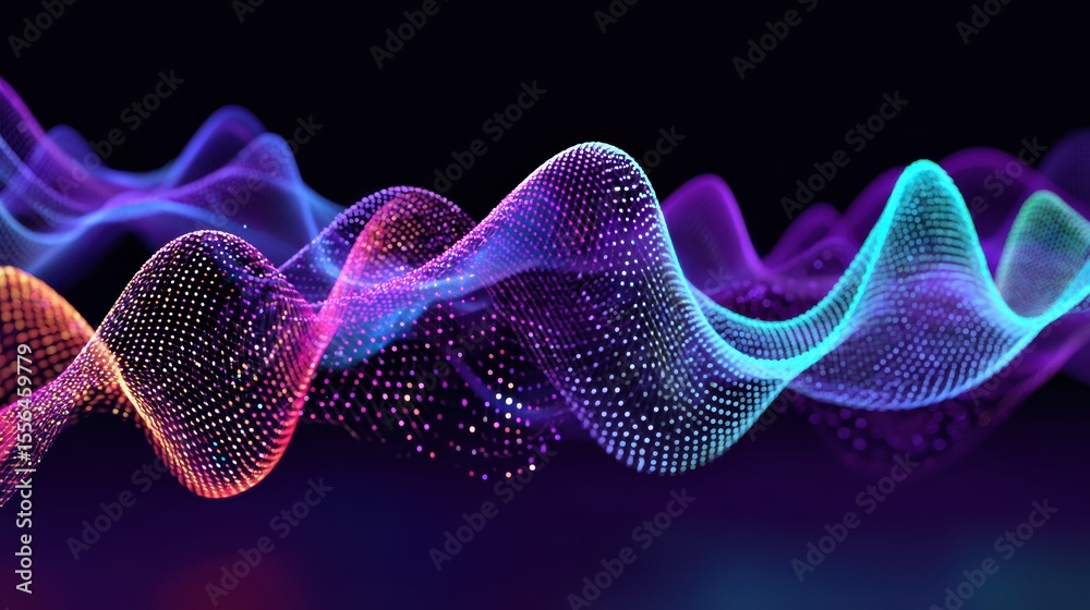 Wall mural colorful digital wave visualization representing sound and energy flow in abstract design