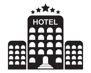 Hotel icon, vector. Modern five star hotel vector illustration collection sign symbol graphic design. Simple concept hotel sign icons isolated on white background. Vector image.