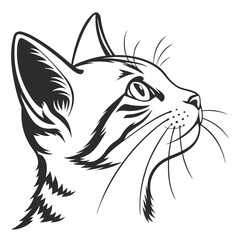 Elegant Cat Silhouette Profile View Vector Illustration
