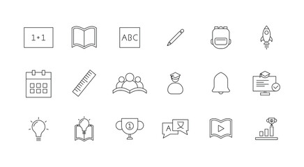 School line icon set with editable stroke
