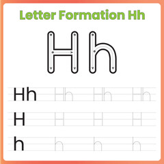 Letter Formation Worksheet for Kids - Uppercase and Lowercase H Practice Sheet