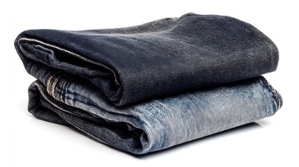 White background mockup of front and back views of vintage-style jeans, folded cuffs visible