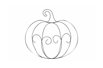 Ornate pumpkin outline with swirling details black and white