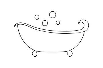 Bathtub with bubbles water clean